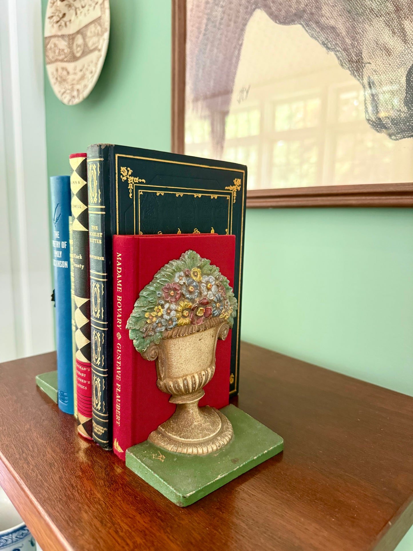 1920s Bradley and Hubbard Cast Iron Flower Garden Bookends
