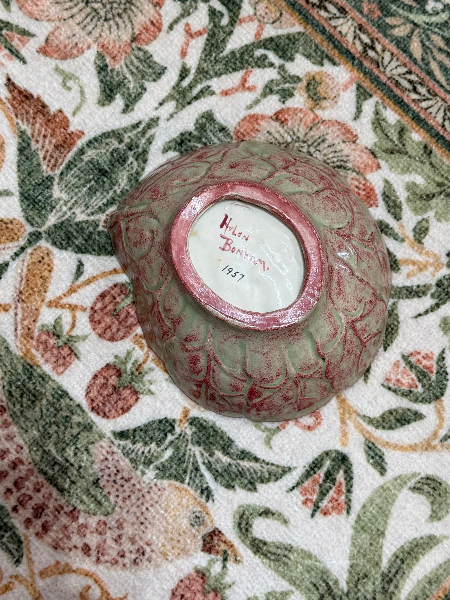 Red and Green 1957 Cabbagewear Bowl