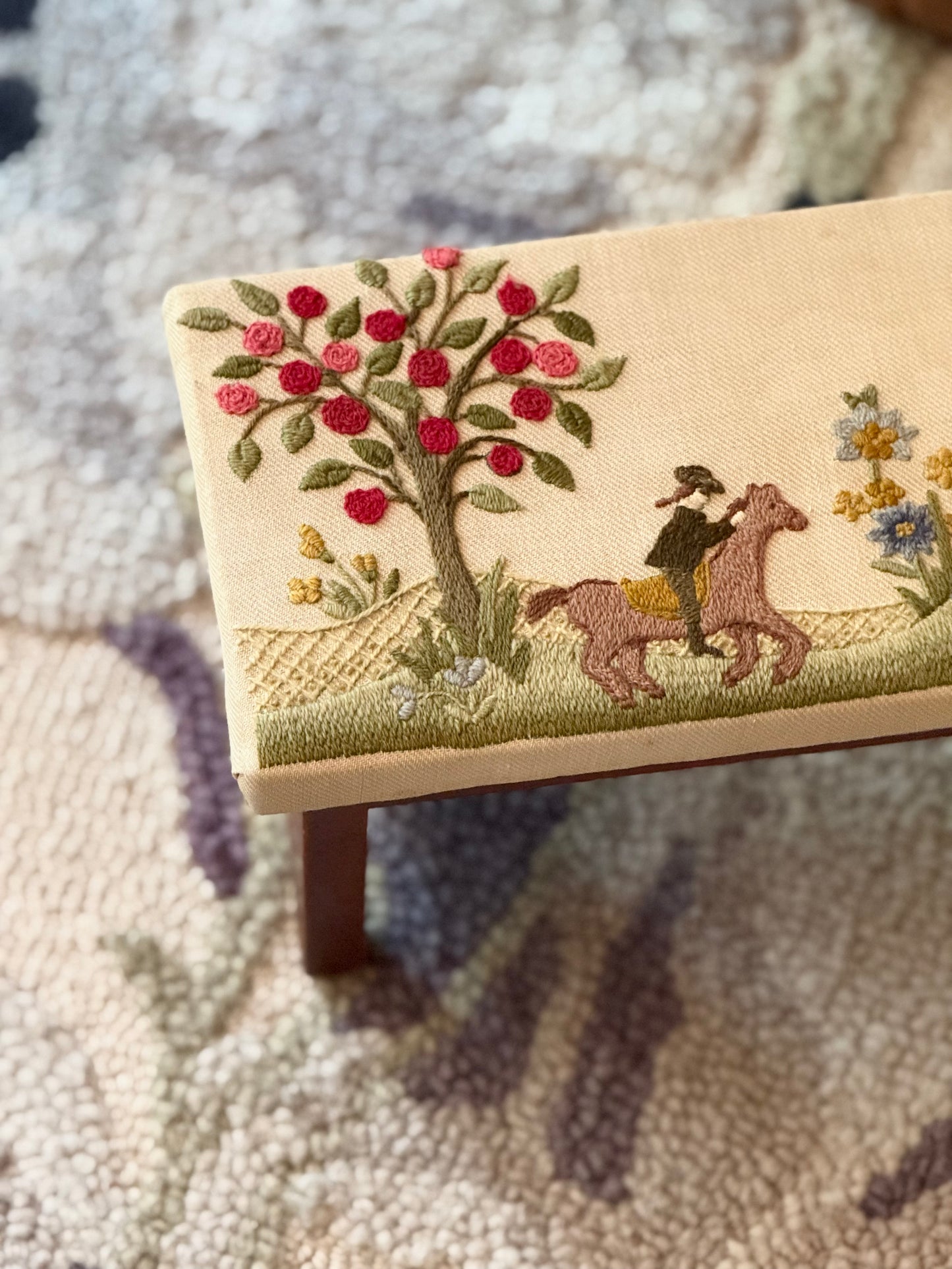 Elsa Williams Americana Crewel Footstool