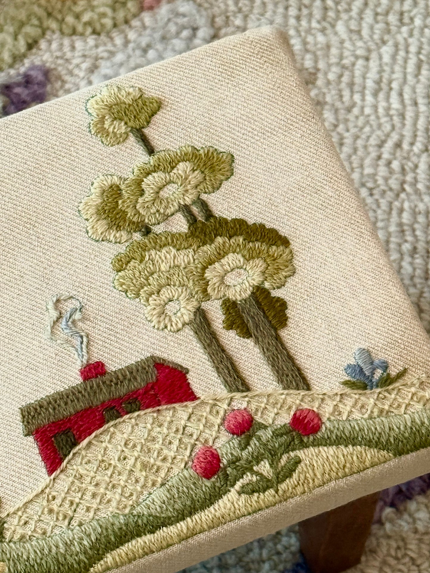 Elsa Williams Americana Crewel Footstool