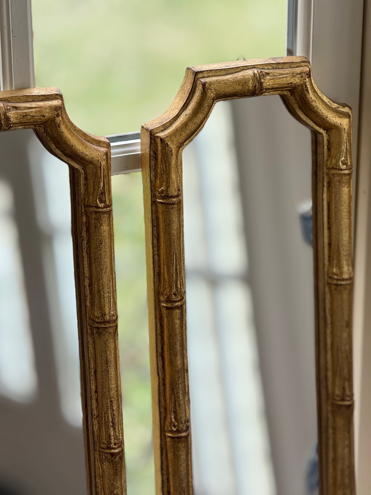 Set of Two Florentine Giltwood Bamboo Mirrors