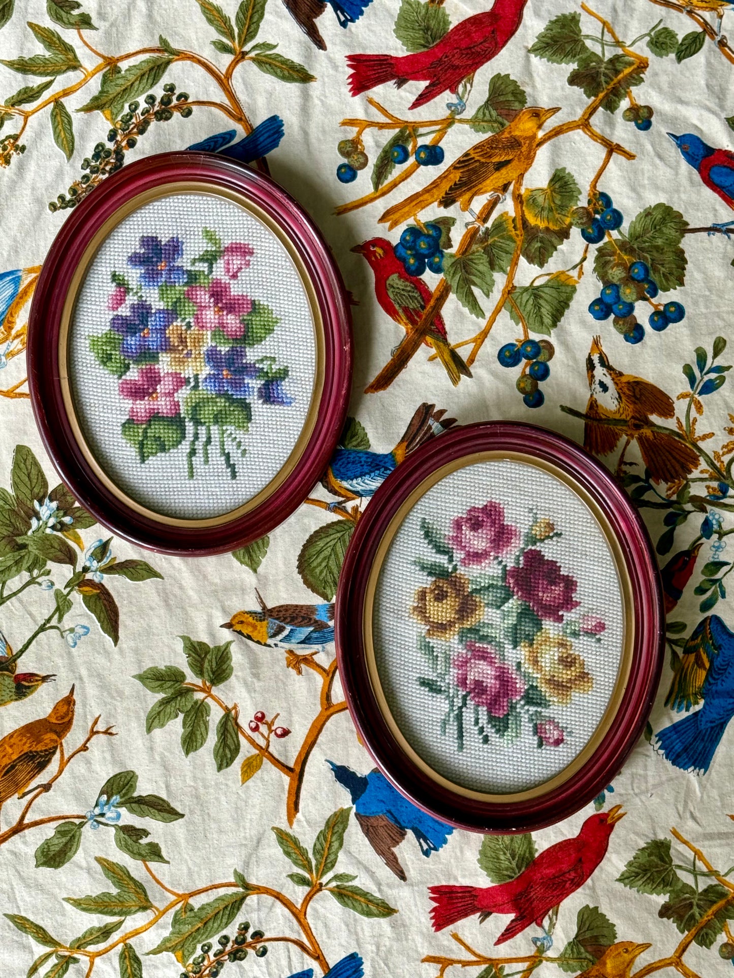 Floral Needlepoint Pair