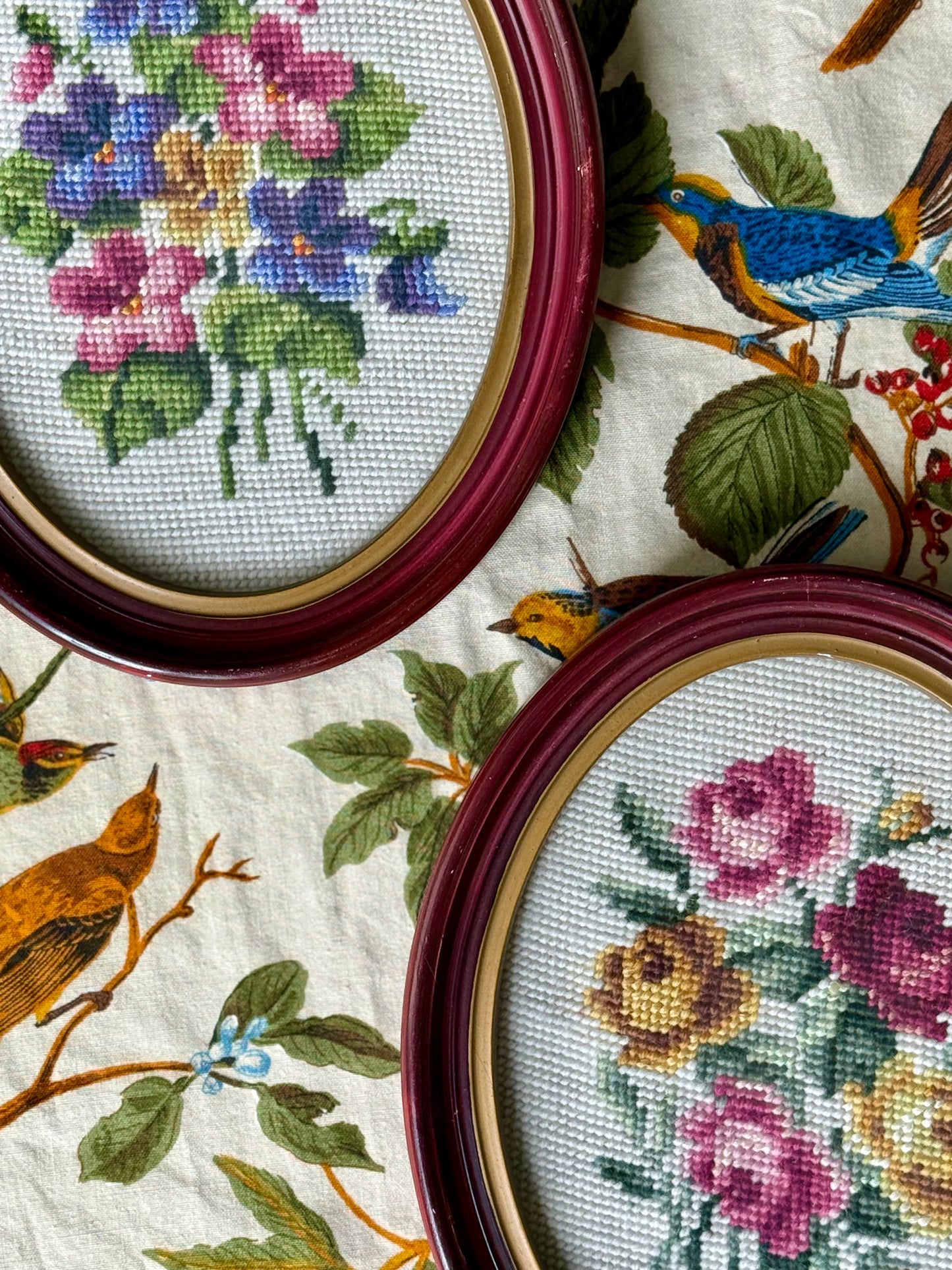 Floral Needlepoint Pair