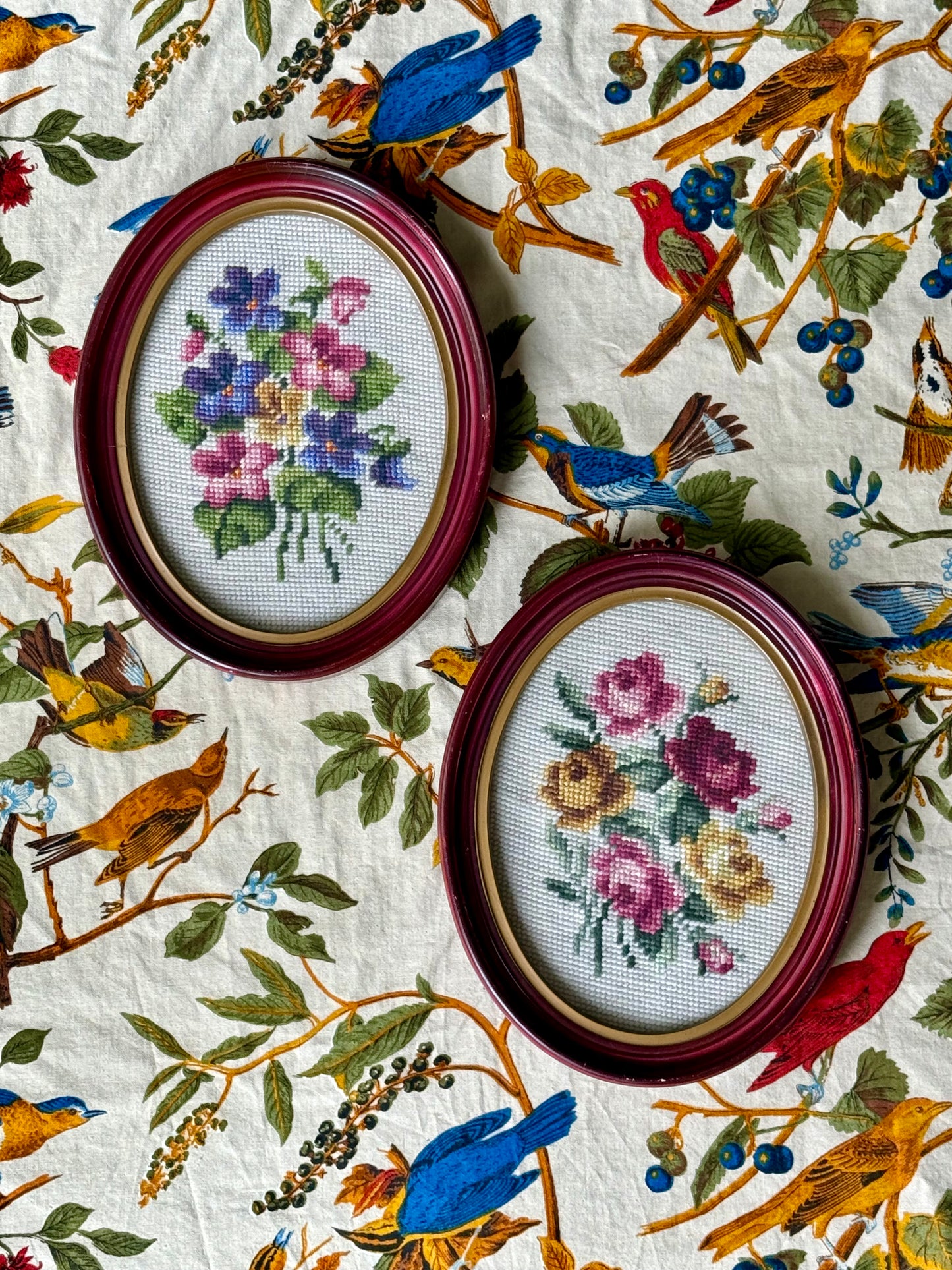 Floral Needlepoint Pair