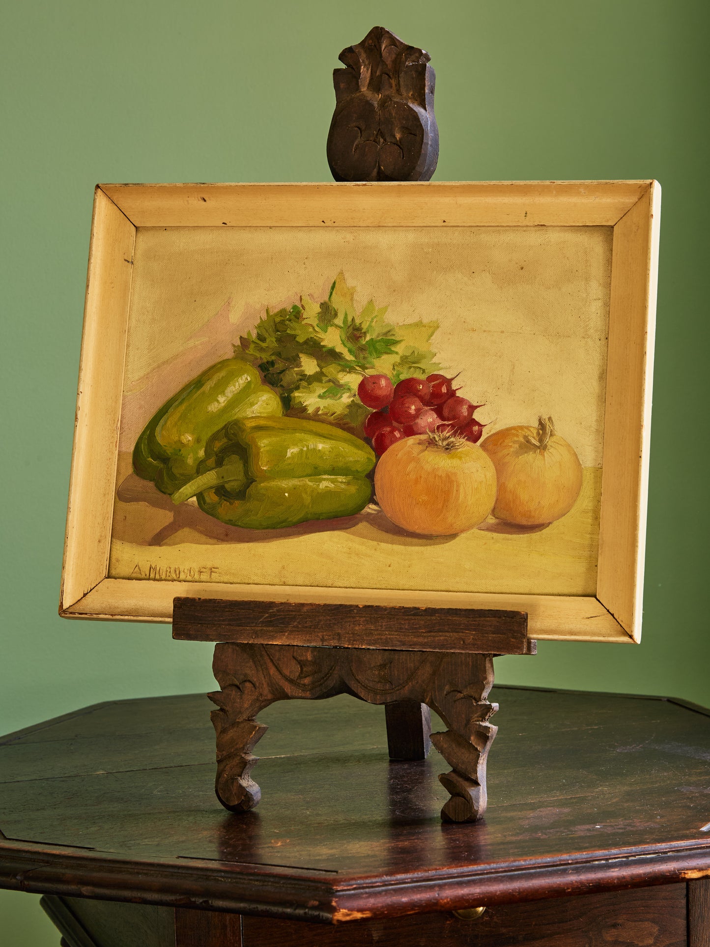 1940s Veggie Still Life Oil on Canvas