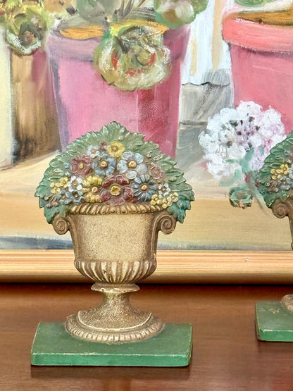 1920s Bradley and Hubbard Cast Iron Flower Garden Bookends