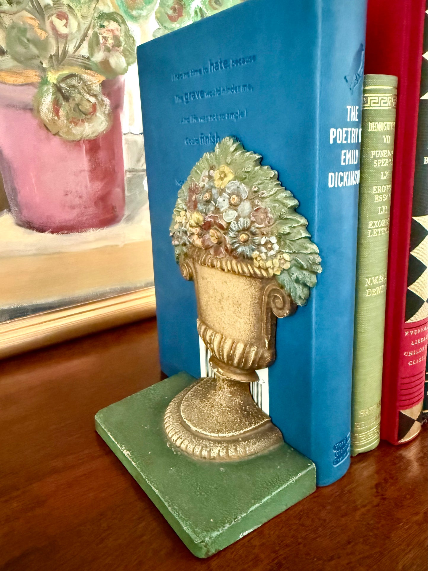 1920s Bradley and Hubbard Cast Iron Flower Garden Bookends