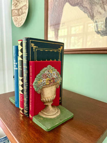 1920s Bradley and Hubbard Cast Iron Flower Garden Bookends