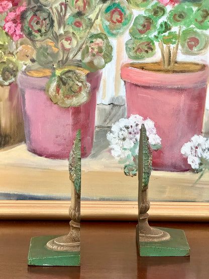 1920s Bradley and Hubbard Cast Iron Flower Garden Bookends