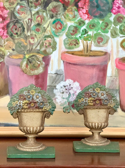 1920s Bradley and Hubbard Cast Iron Flower Garden Bookends