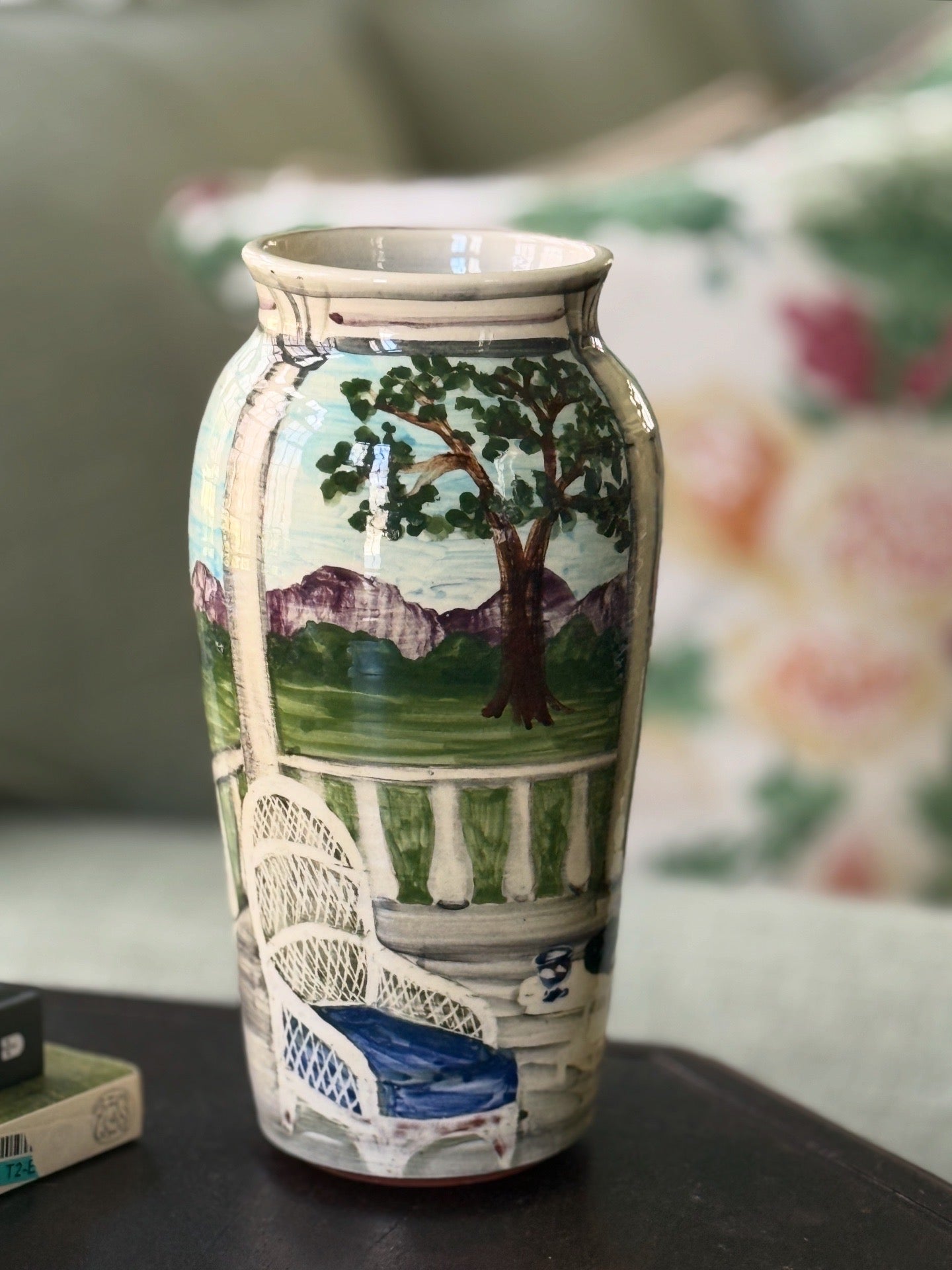 Mountain Veranda 1987 Hand-Painted Terracotta Vase