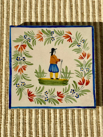 Antique French Henriot Quimper Petit Breton Trivet