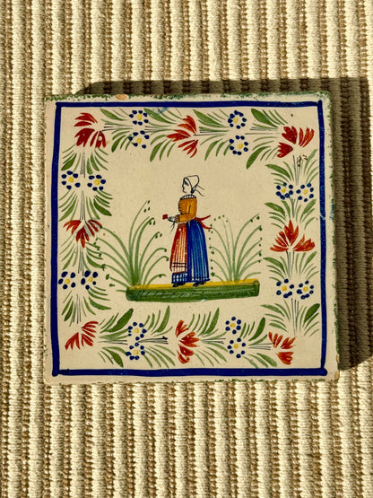 Antique French Henriot Quimper Petite Bretonne Trivet