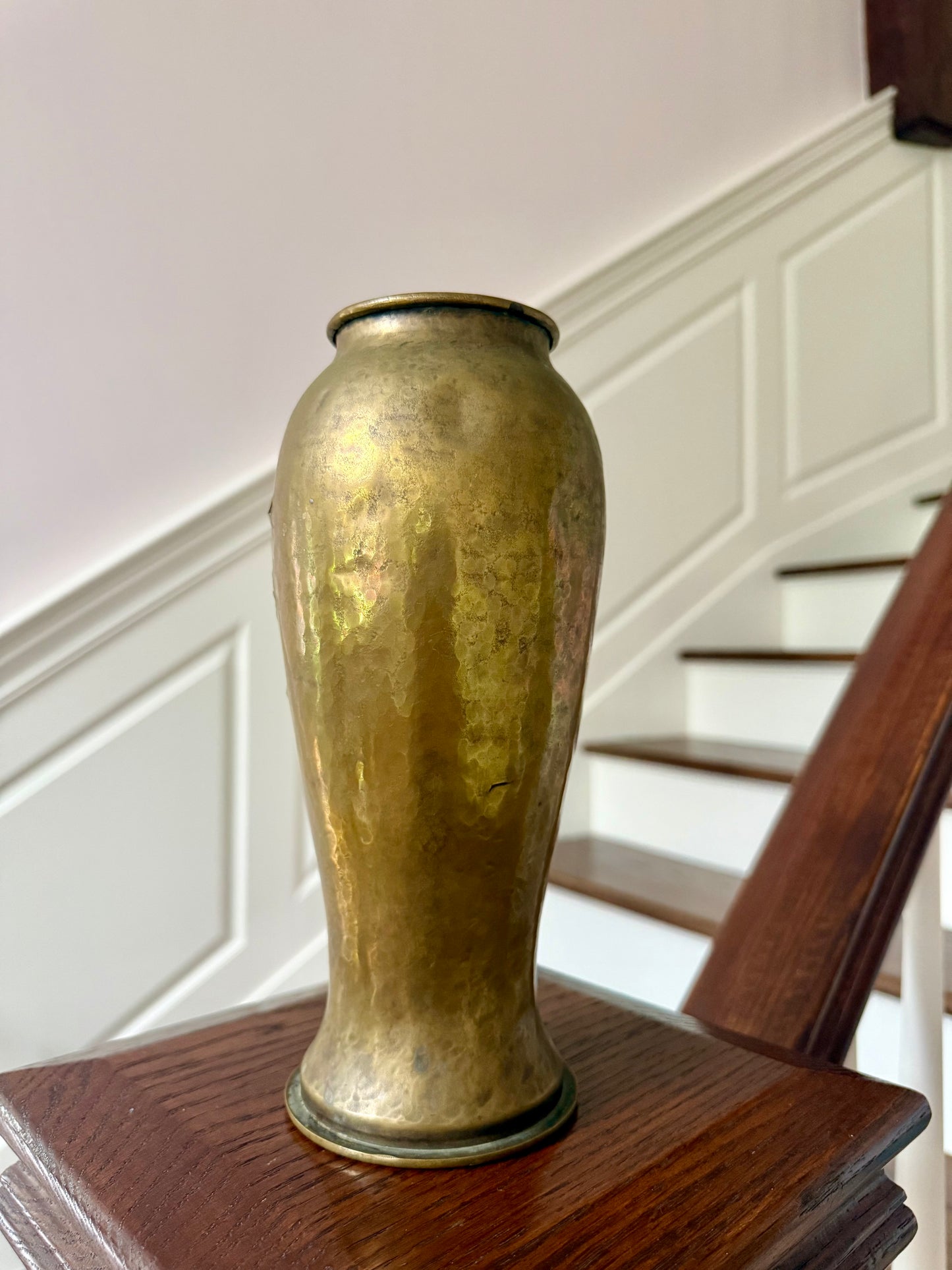 Antique French WWI Repoussé Brass Trench Art Vessel