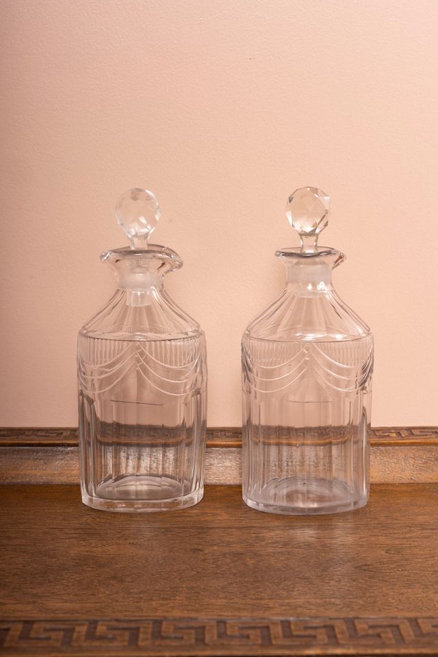 Pair of Antique Cut Crystal Oil & Vinegar Cruets (c. 1890–1910)
