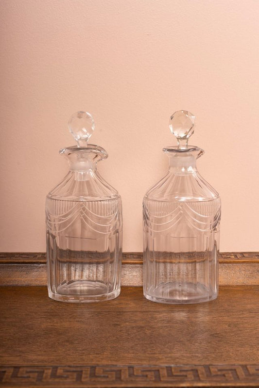 Pair of Antique Cut Crystal Oil & Vinegar Cruets (c. 1890–1910)