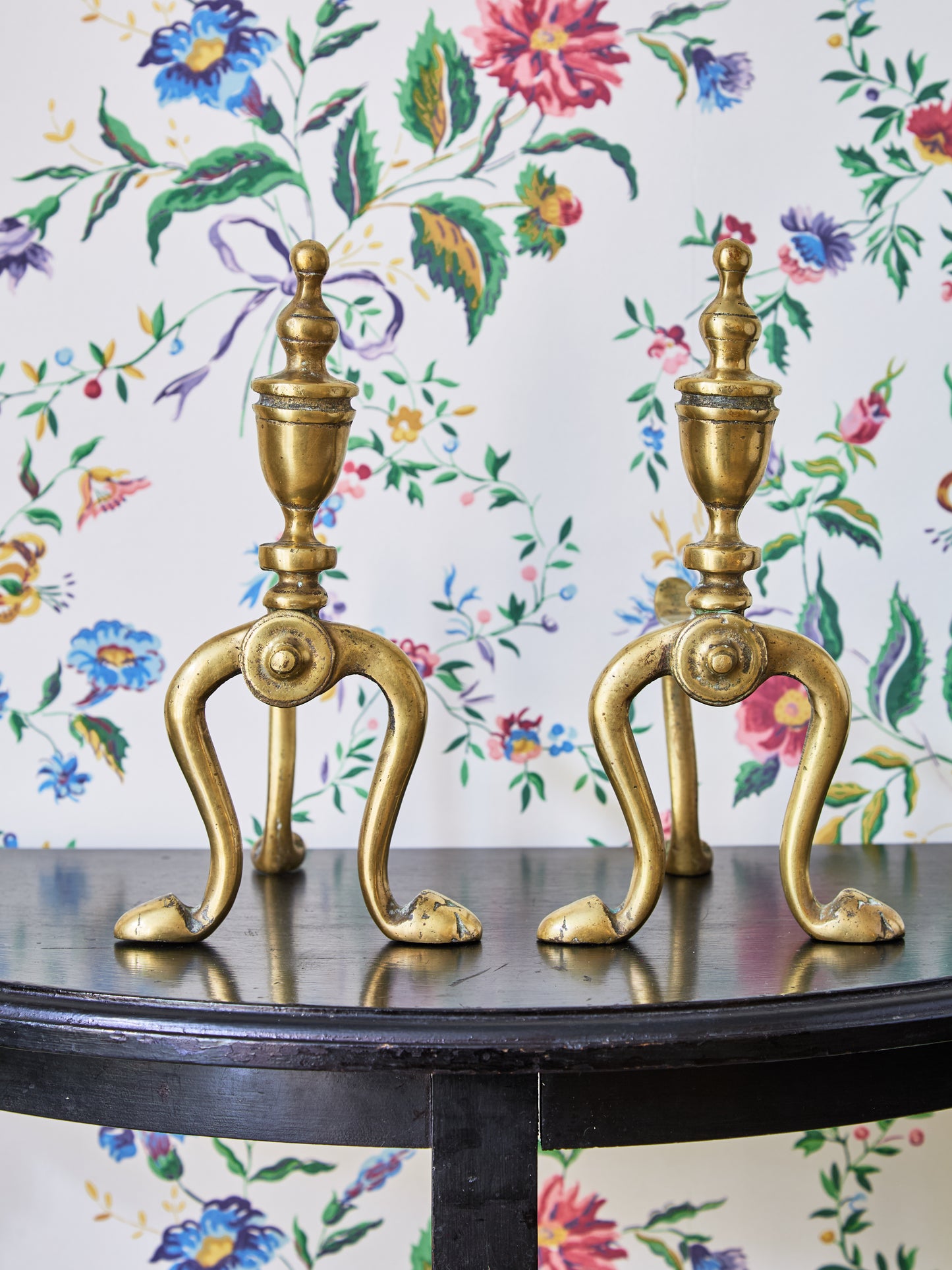 Antique Brass Andirons Bookends