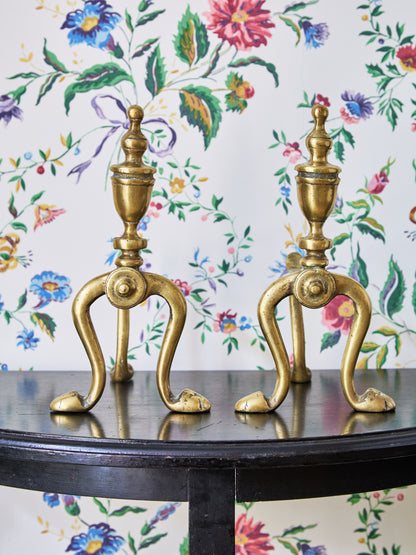 Antique Brass Andirons Bookends