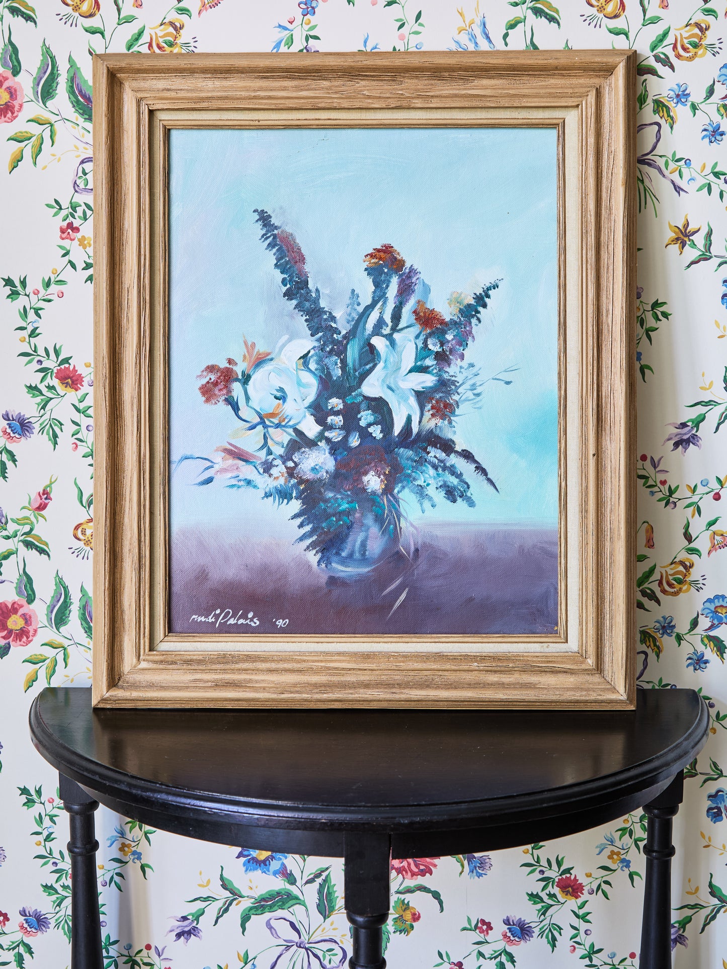 Cerulean Still Life with White Lilies