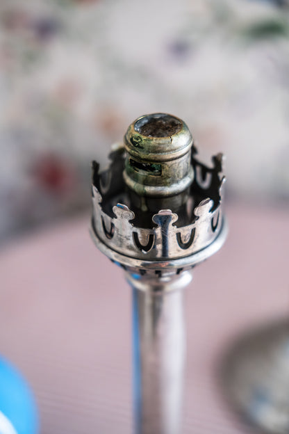 Antique Desmarsis and Robitaille Hurricane Candlesticks