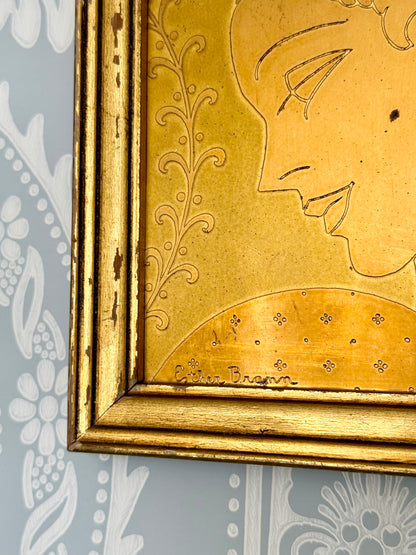 Esther Brann Art Deco Framed Brass Engraving