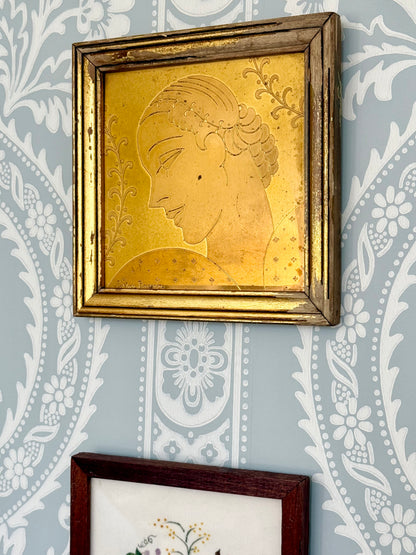 Esther Brann Art Deco Framed Brass Engraving