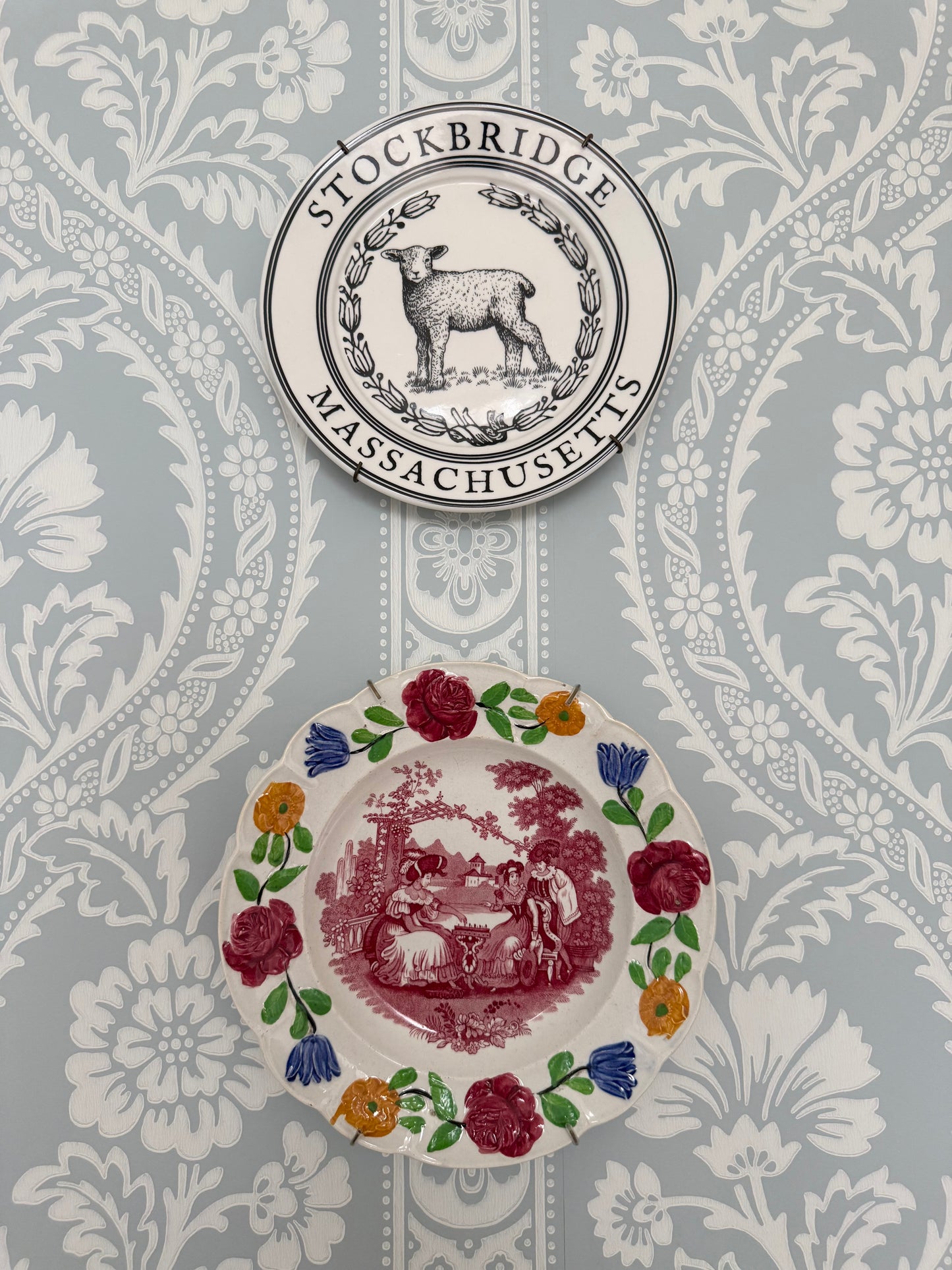 Georgian Pearlware Nursery Plate with Chess Scene