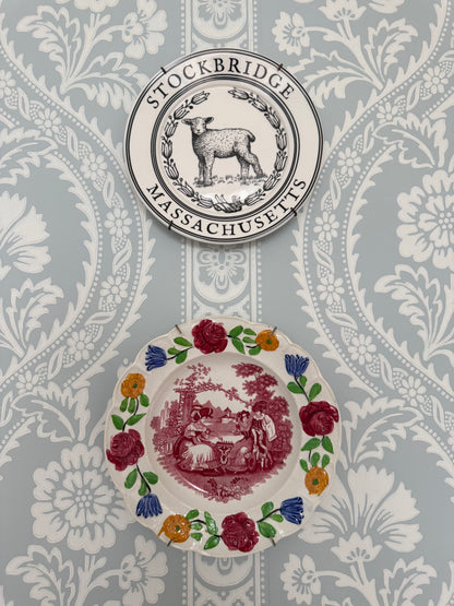 Georgian Pearlware Nursery Plate with Chess Scene