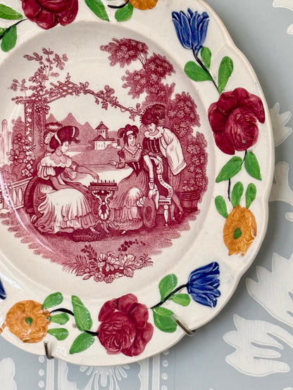 Georgian Pearlware Nursery Plate with Chess Scene