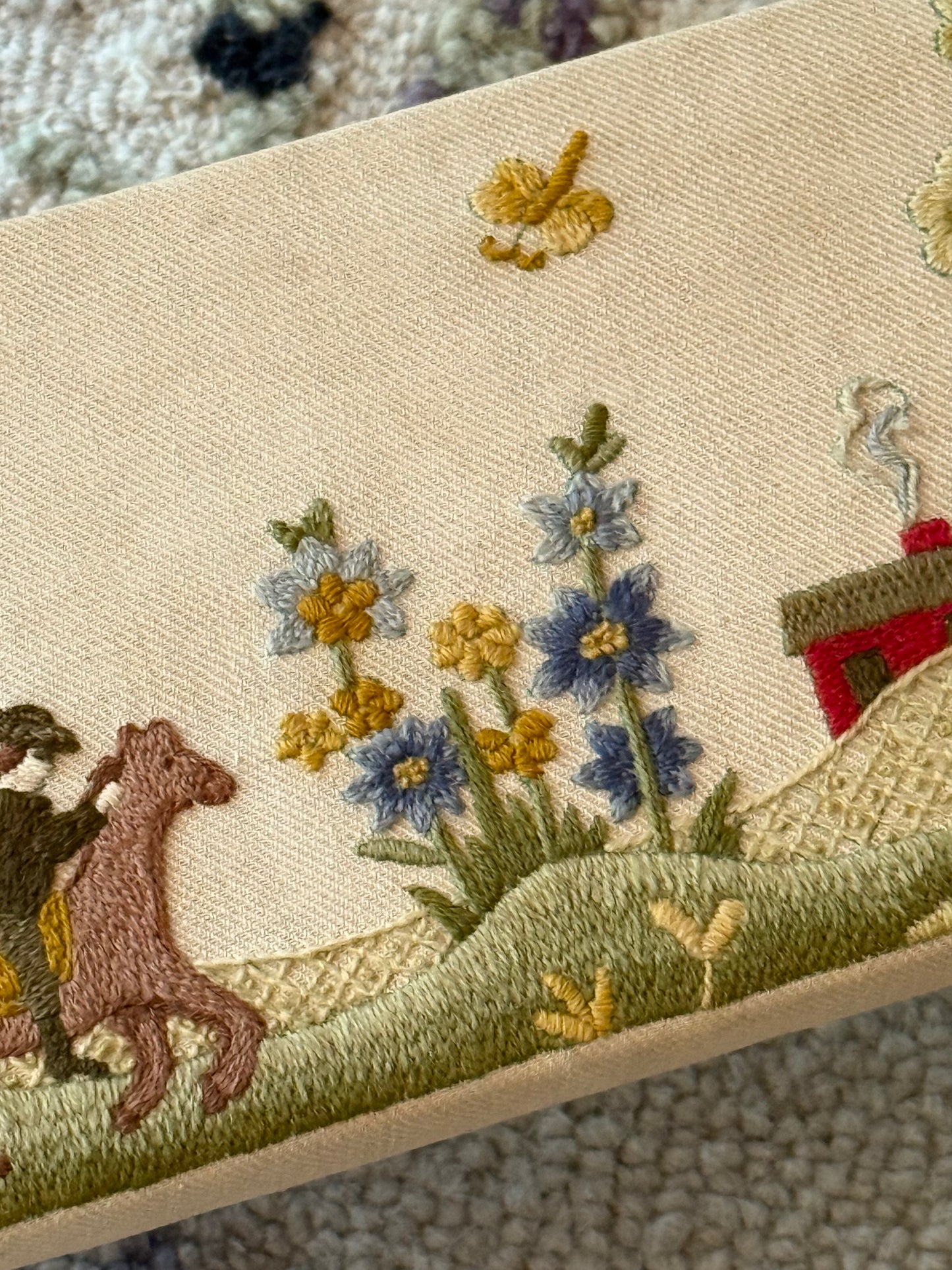 Elsa Williams Americana Crewel Footstool