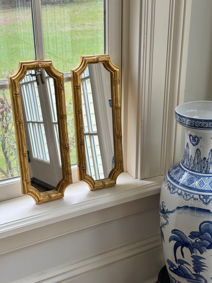 Set of Two Florentine Giltwood Bamboo Mirrors