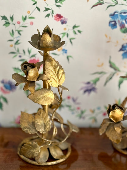 Italian Gilt Tole Candlesticks