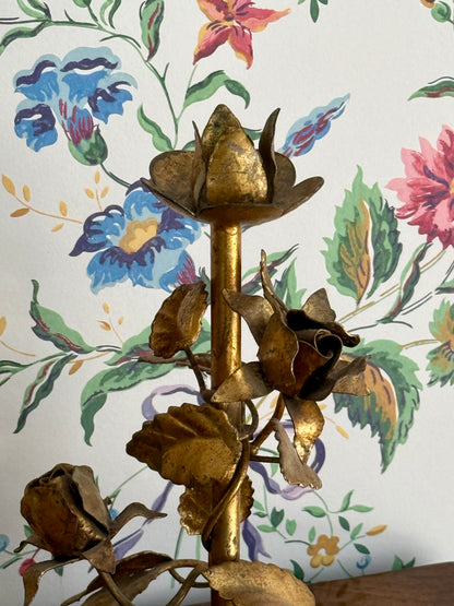 Italian Gilt Tole Candlesticks