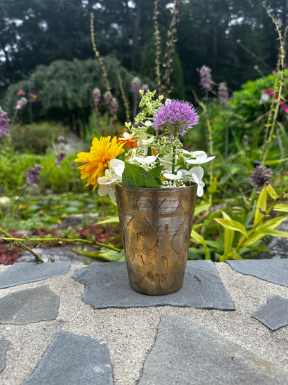 Etched Antique Brass Lassi Cup