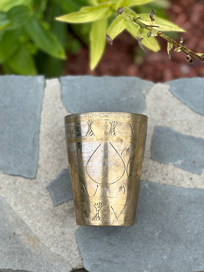 Etched Antique Brass Lassi Cup