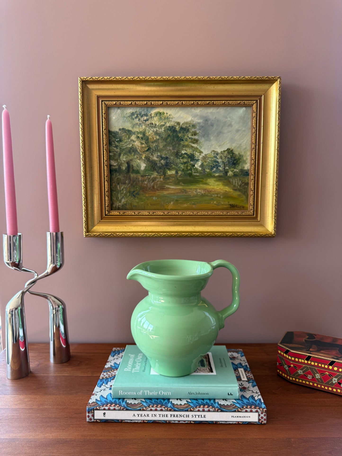 Midcentury Celadon Terracotta Jug