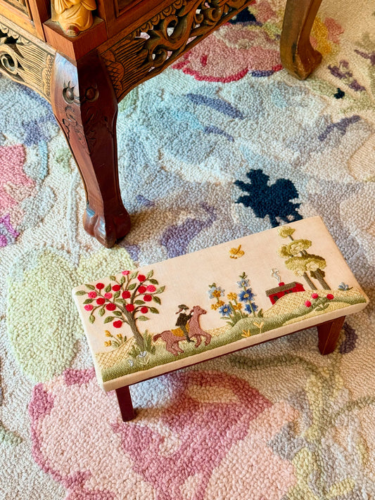 Elsa Williams Americana Crewel Footstool