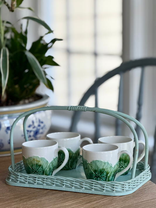 Vintage Secla Portugese Cabbage Leaf Majolica Mugs