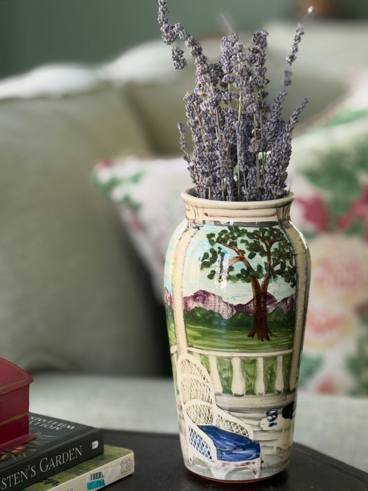 Mountain Veranda 1987 Hand-Painted Terracotta Vase