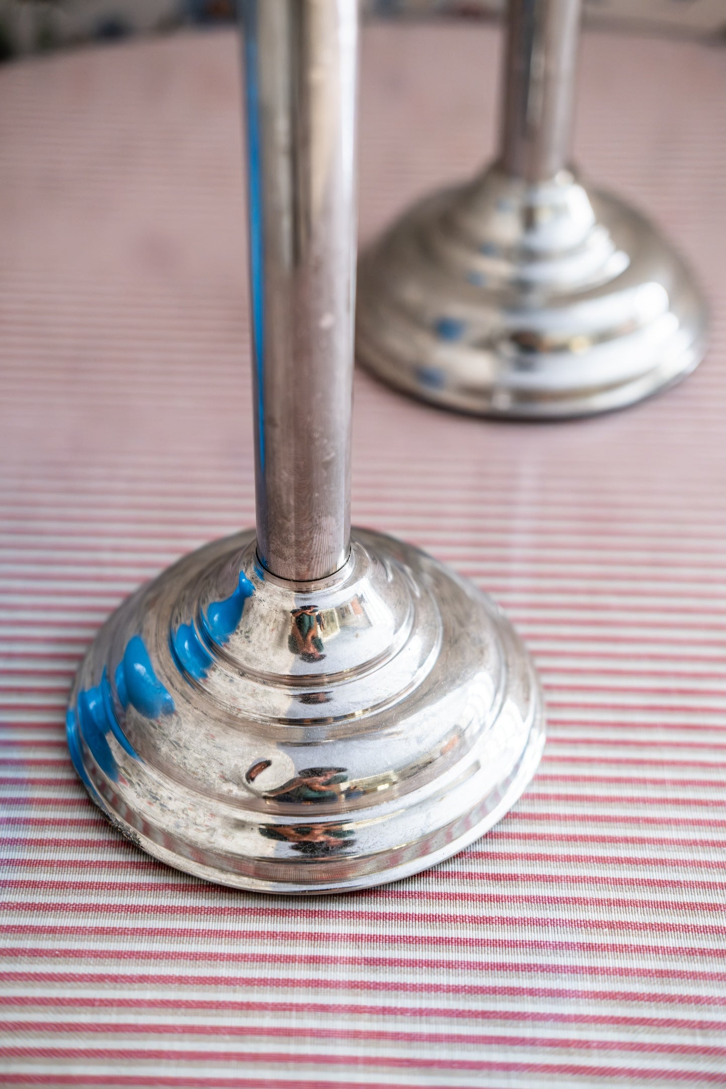 Antique Desmarsis and Robitaille Hurricane Candlesticks