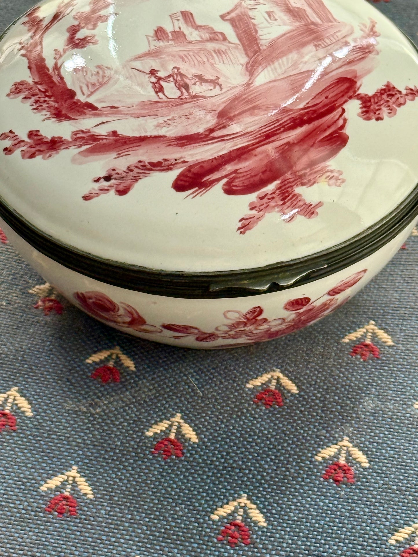 Antique French Faience Bonbonnière