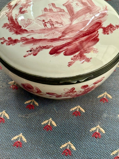 Antique French Faience Bonbonnière