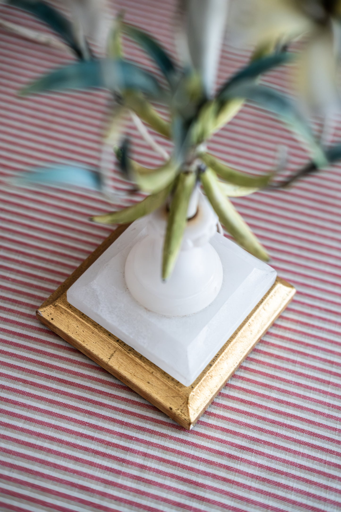 Midcentury Italian Tole and Alabaster Table Lamp