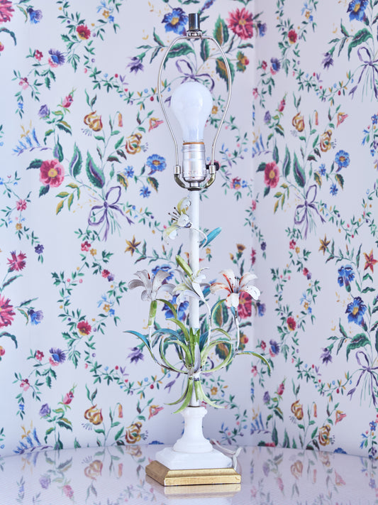 Midcentury Italian Tole and Alabaster Table Lamp