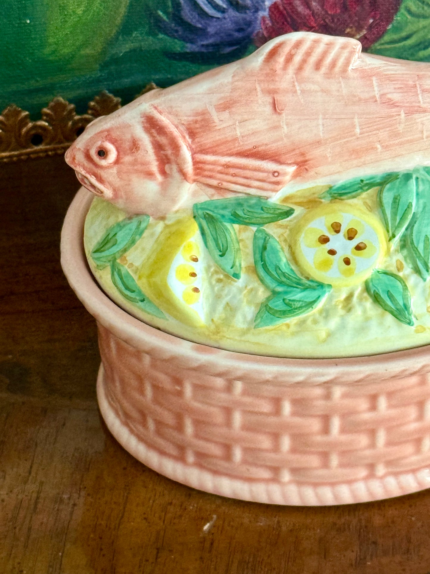 Vintage Géo Paris Portuguese Majolica Fish Terrine Box