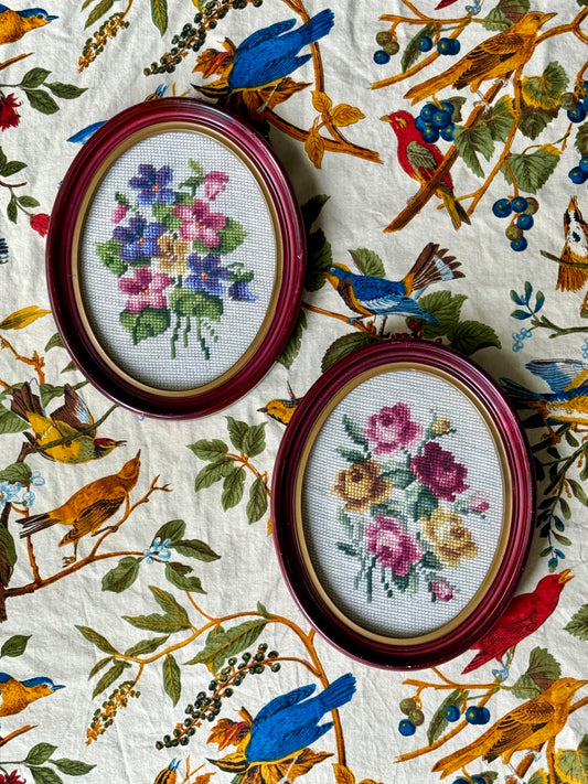 Floral Needlepoint Pair