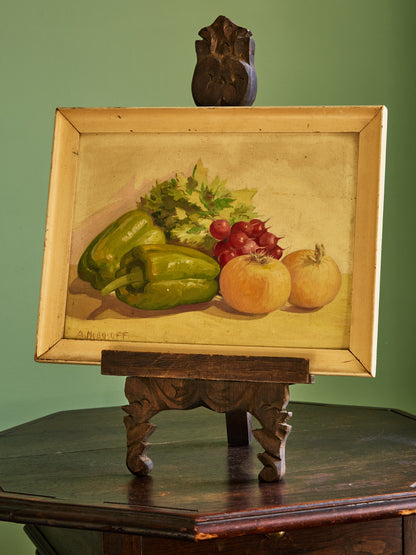 1940s Veggie Still Life Oil on Canvas