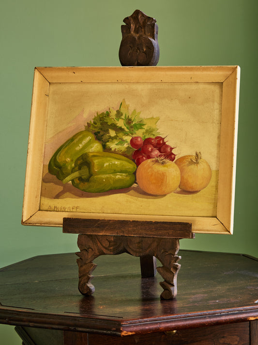1940s Veggie Still Life Oil on Canvas