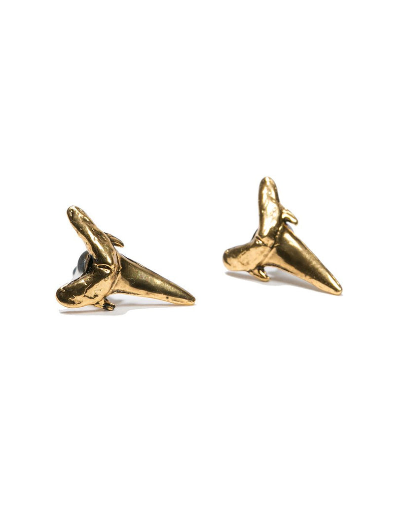 LUV AJ<br>Shark Tooth Post Earrings Antique Gold